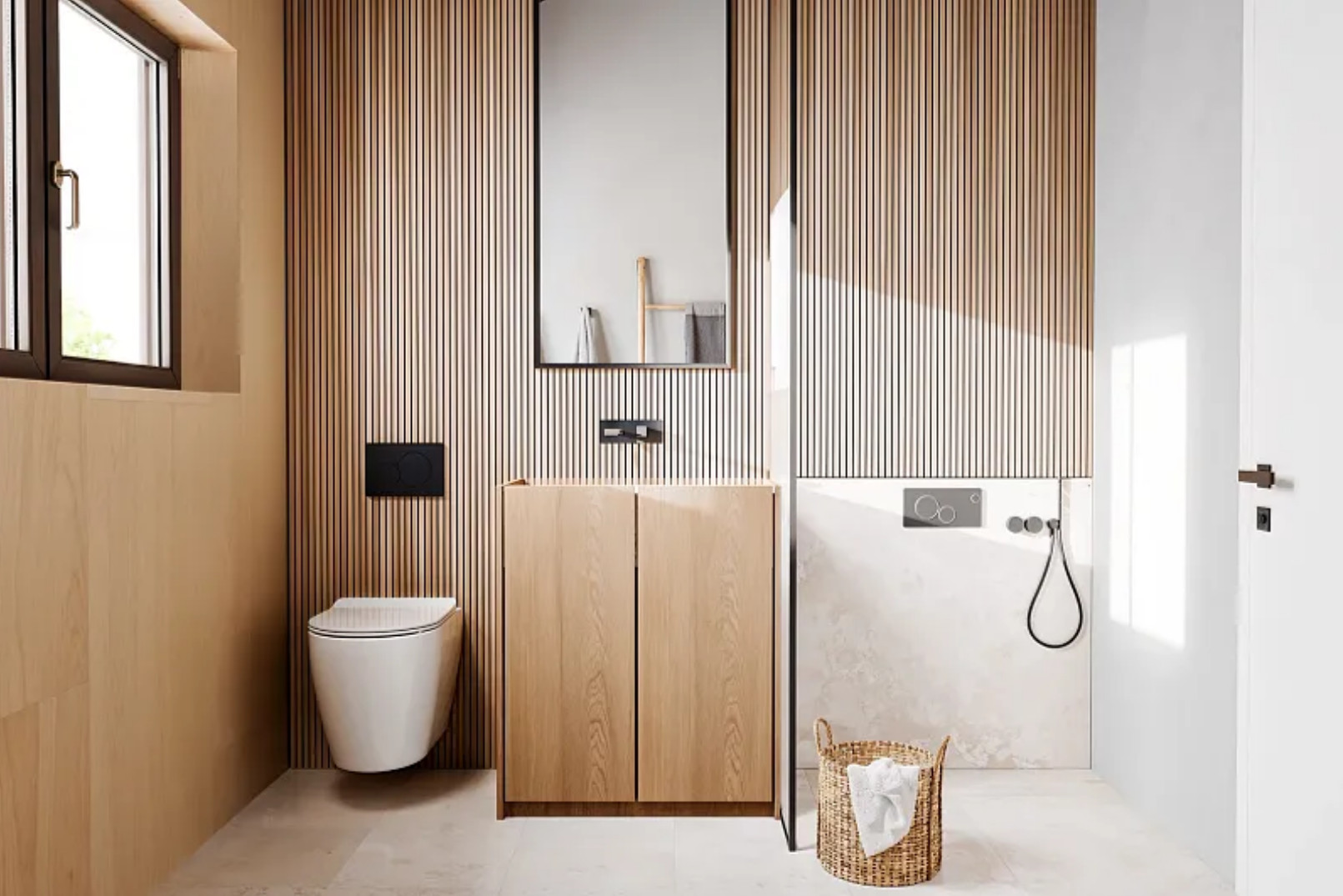 salle de bain design décoration naturelle maison française en bois 113m2 CHALET PRO Modèle NYONS