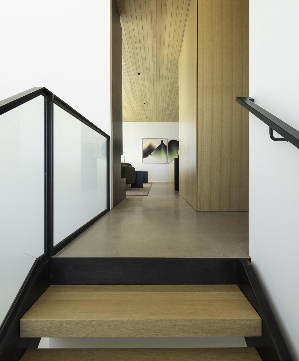 escalier bois garde-corps verre