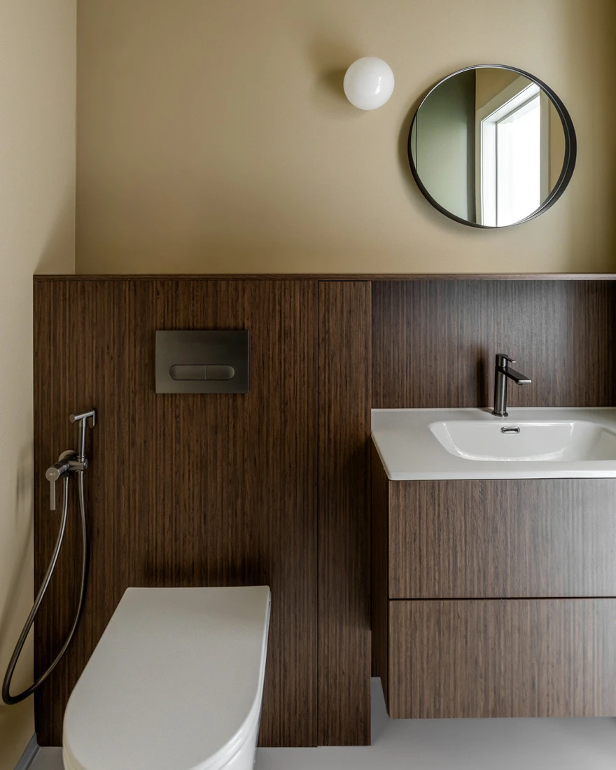 salle de bain mobilier noyer décoration design appartement design 45m2 salle de bain mobilier noyer décoration design appartement design 45m2