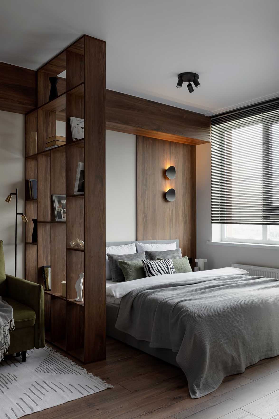 salon avec espace chambre décoration contemporaine studio de 31m2 optimisé