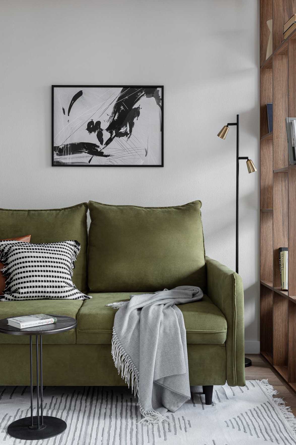 salon avec espace chambre décoration contemporaine studio de 31m2 optimisé