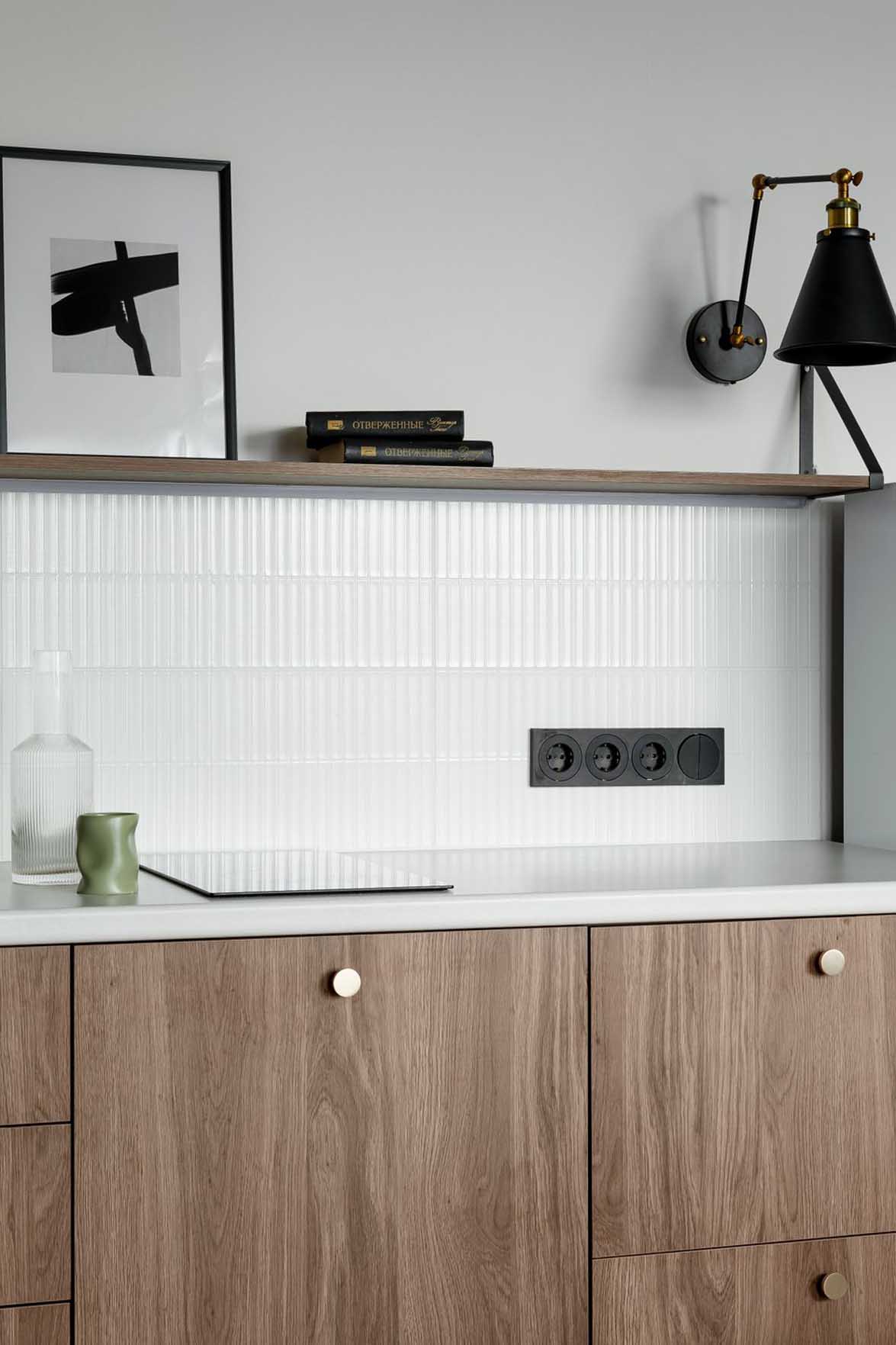cuisine minimaliste noyer décoration contemporaine studio de 31m2 optimisé