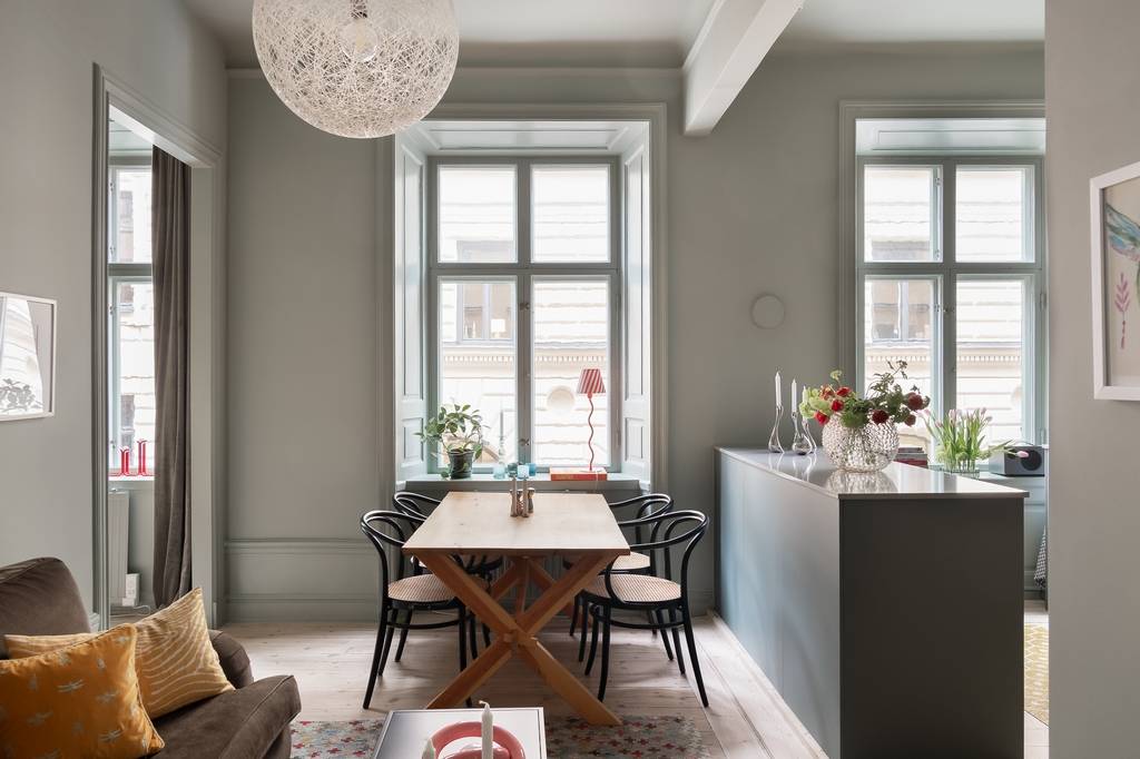 salon cuisine ouverte et salle à manger appartement 38m2 décoration scandinave