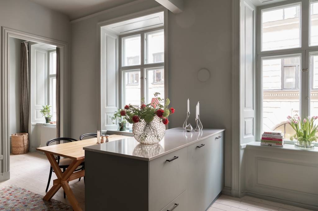 cuisine ouverte et salle à manger appartement 38m2 décoration scandinave