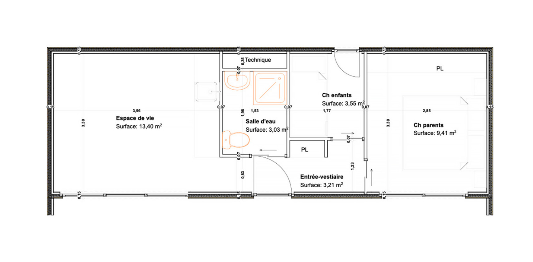 plan tiny house française Auréa 30m2 plan tiny house française Auréa 30m2