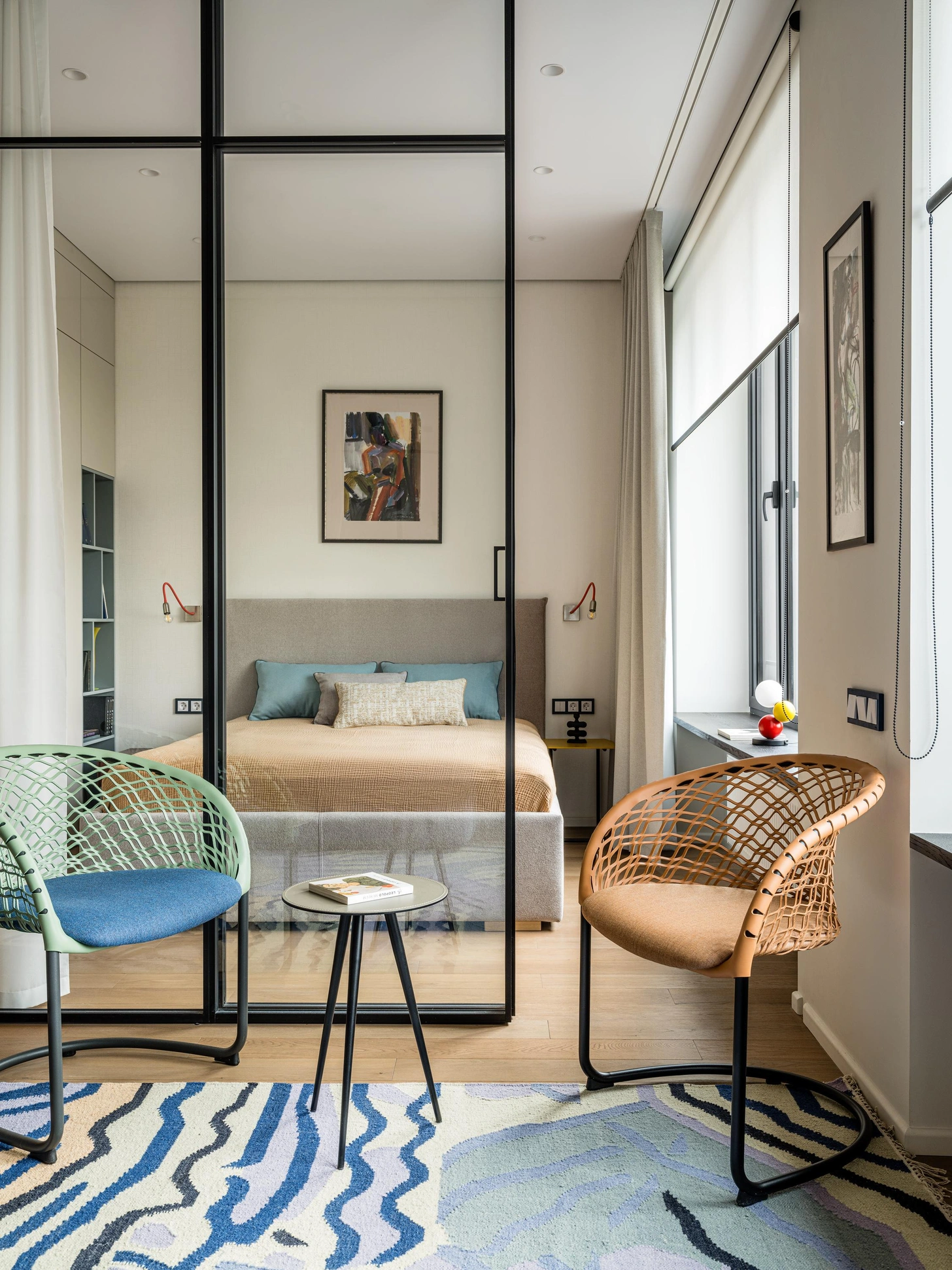 salon avec chambre vitrée appartement 37m2 décoration contemporaine salon avec chambre vitrée appartement 37m2 décoration contemporaine
