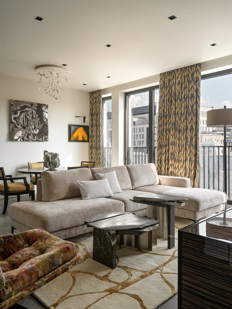 salon appartement 75m2 décoration contemporaine et Art Déco
