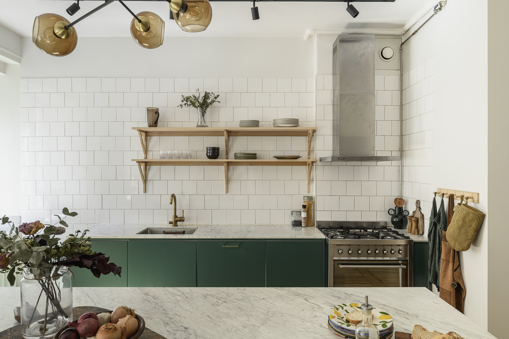 cuisine verte avec îlot marbre décoration scandinave cuisine verte avec îlot marbre décoration scandinave