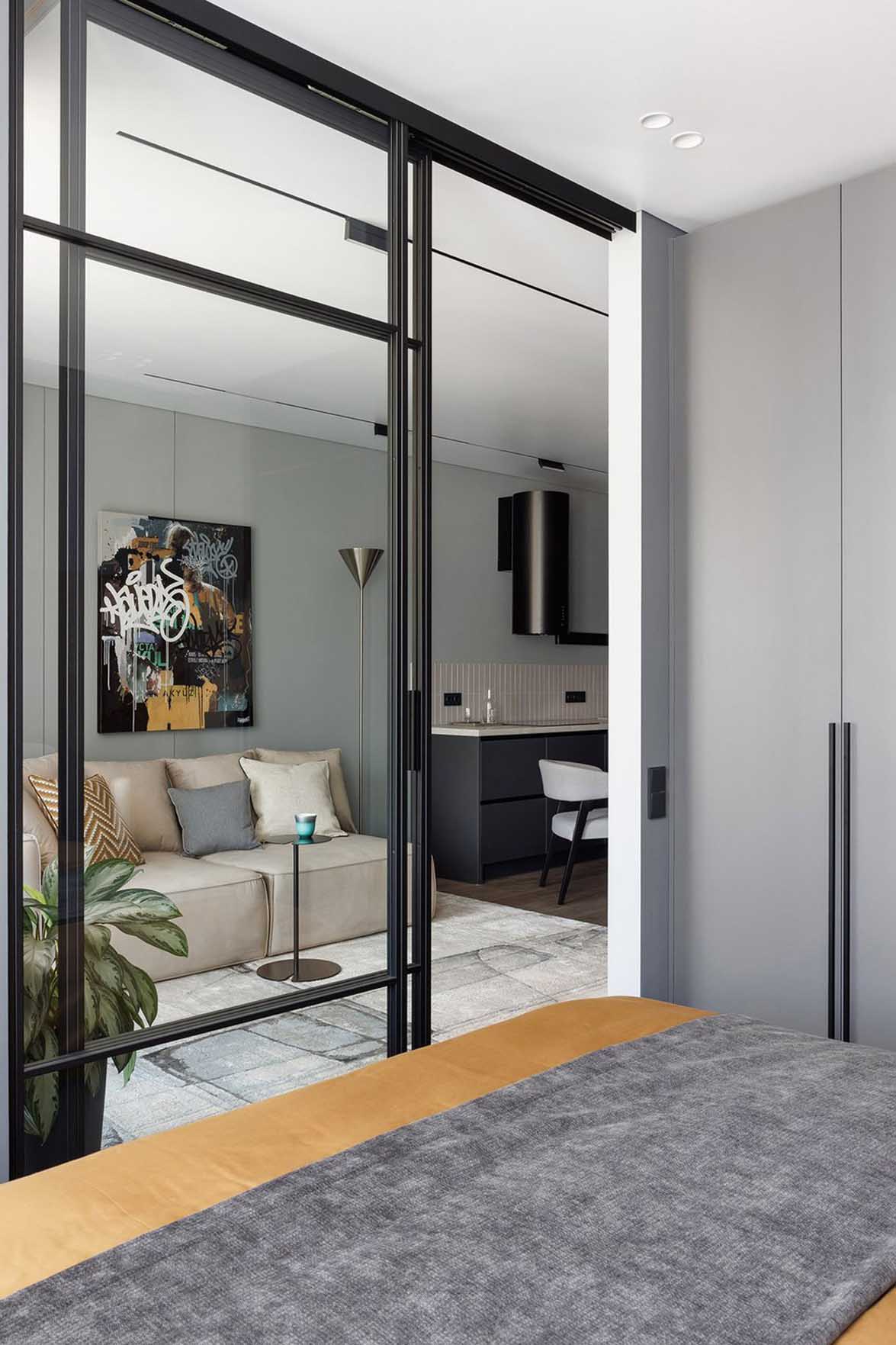 chambre et salon avec verrière appartement 40m2 décoration contemporaine chambre et salon avec verrière appartement 40m2 décoration contemporaine