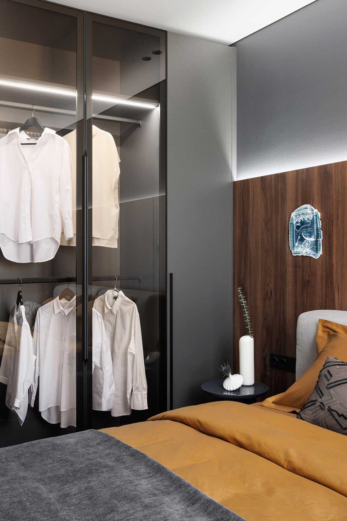 chambre avec dressing vitré appartement 40m2 décoration contemporaine chambre avec dressing vitré appartement 40m2 décoration contemporaine