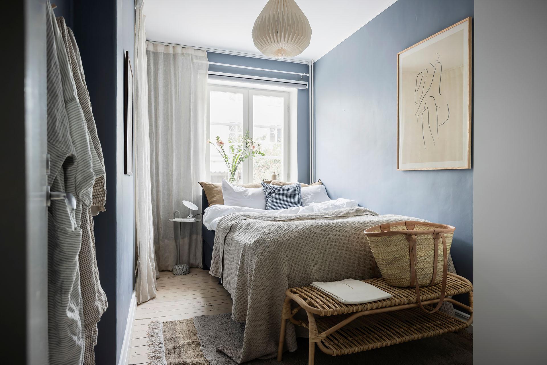 chambre bleue appartement ancien de 60m2 décoration scandinave