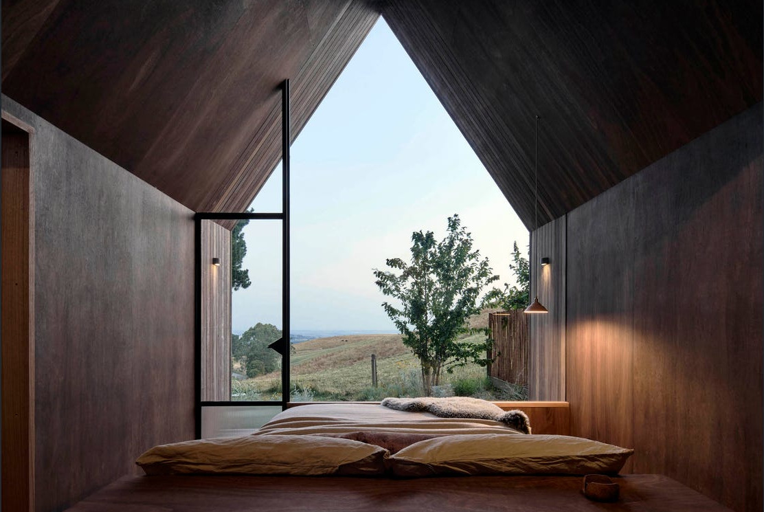 modern bedroom eucalyptus wall and bay window modern bedroom eucalyptus wall and bay window