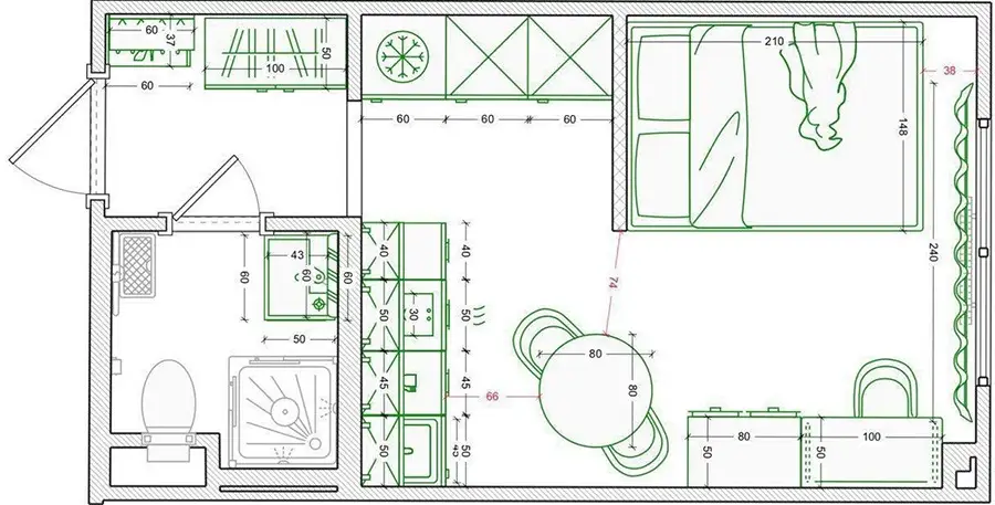 plan studio 19m2 plan studio 19m2