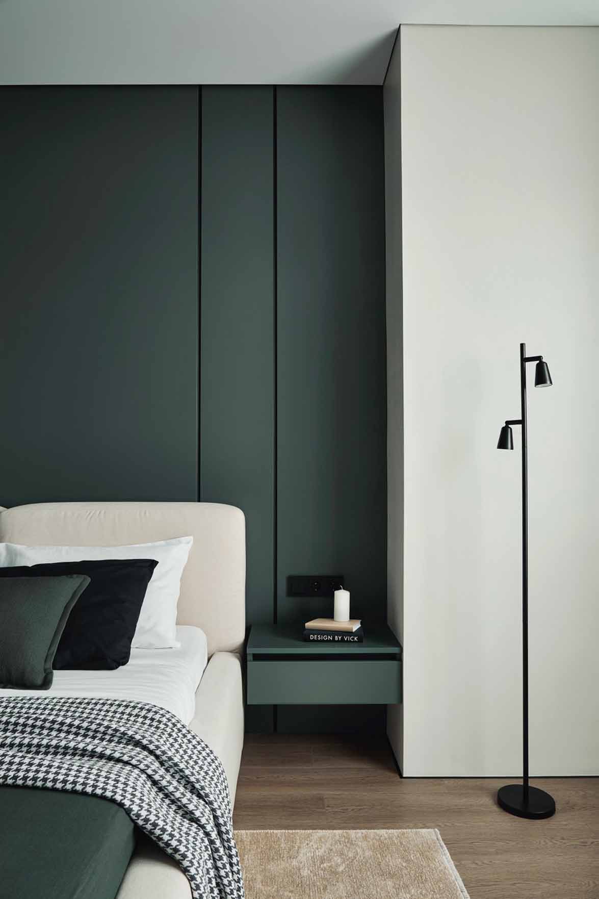 chambre verte et blanche appartement 105m2 décoration contemporaine chambre verte et blanche appartement 105m2 décoration contemporaine