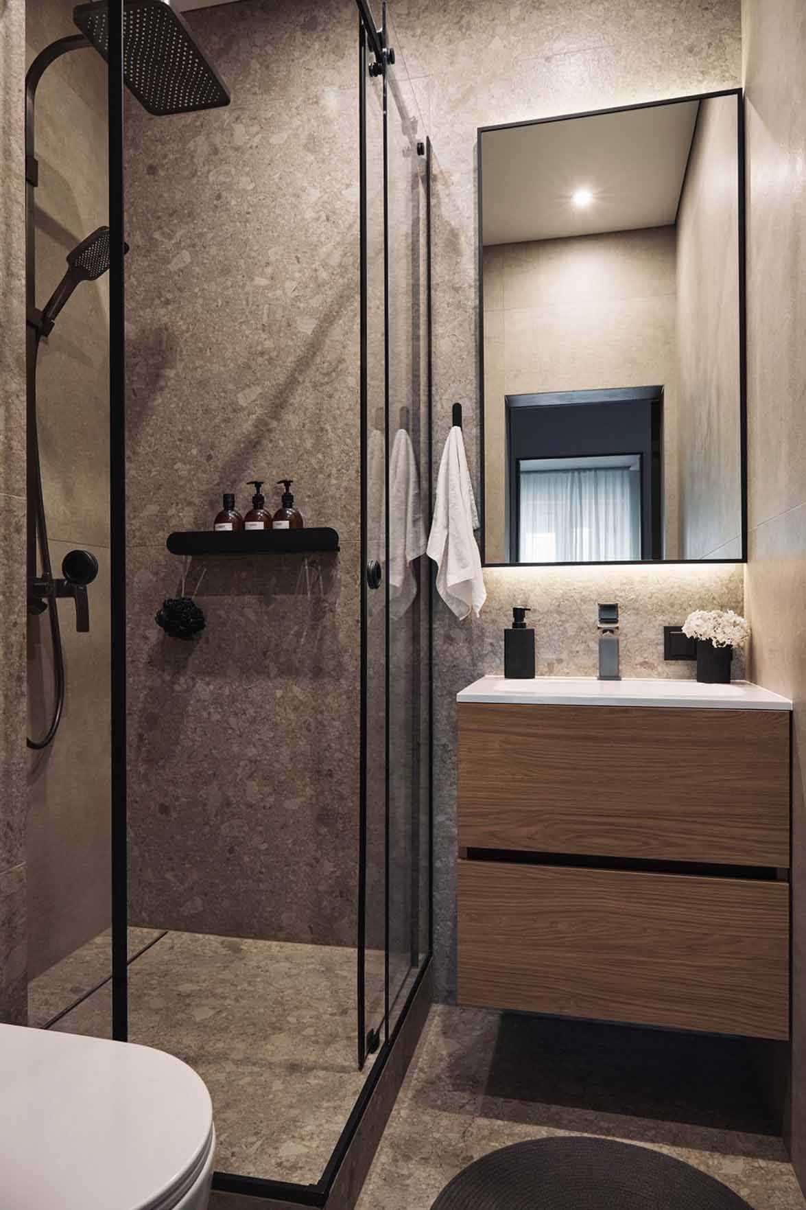 salle de bain beige design appartement 105m2 décoration contemporaine salle de bain beige design appartement 105m2 décoration contemporaine