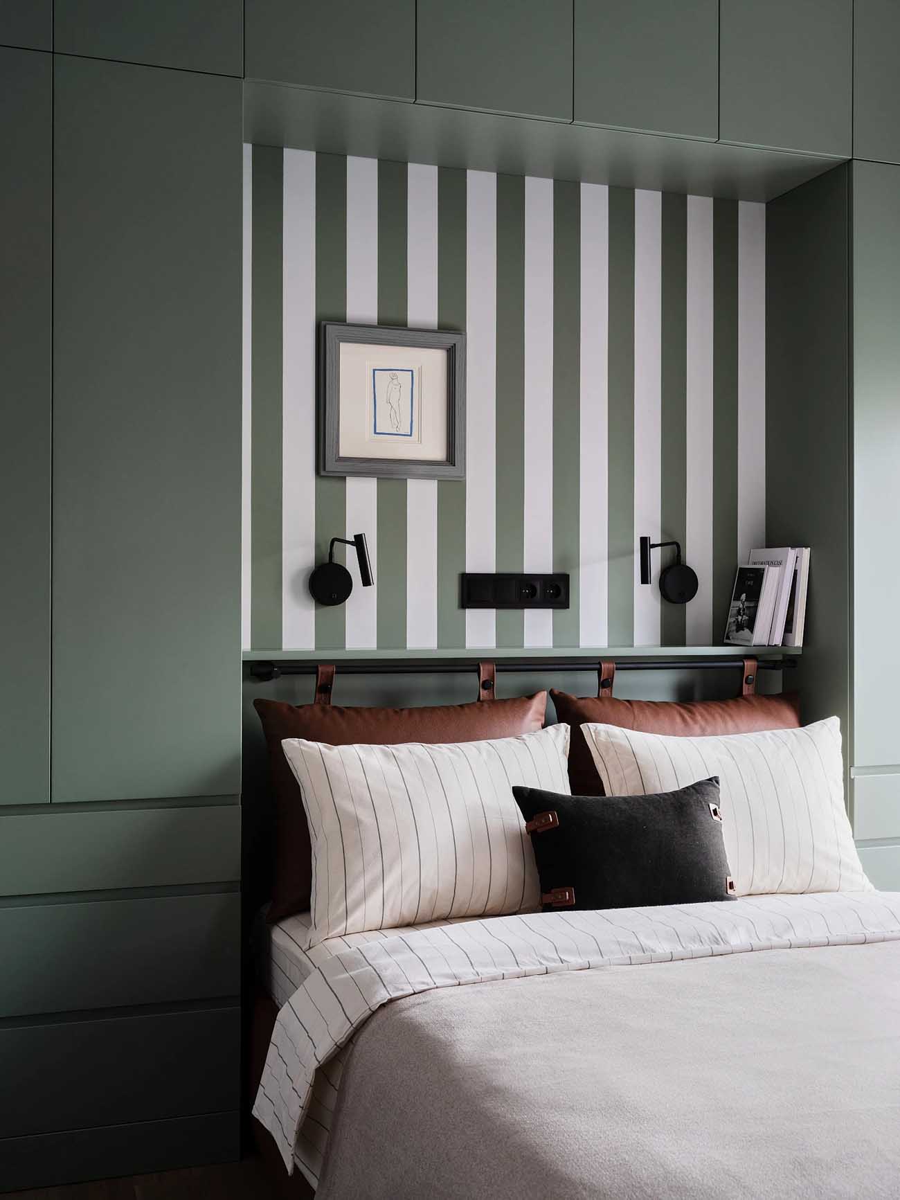chambre verte décoration design deux-pièces 55m2