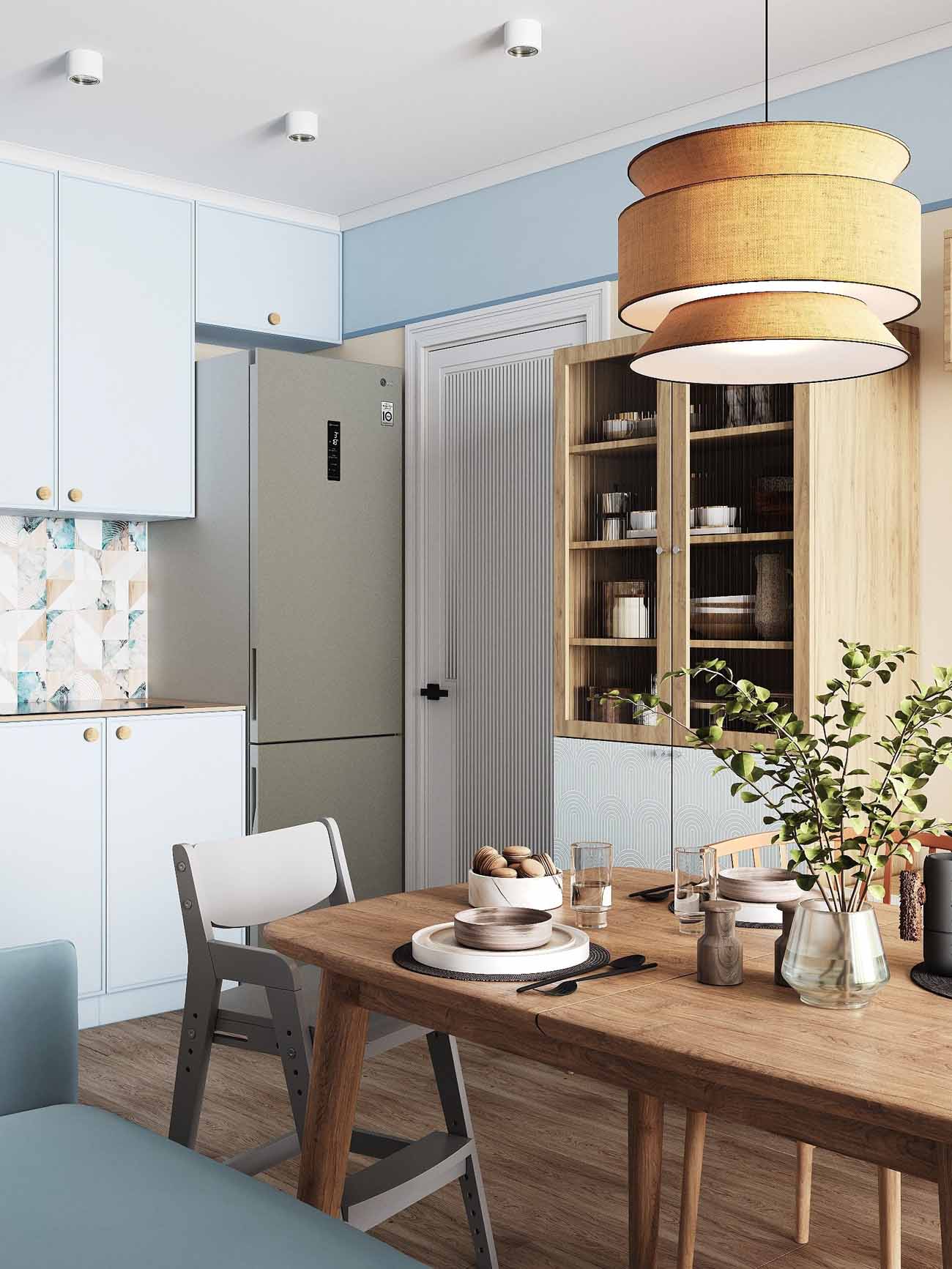 cuisine salon décoration contemporaine petit appartement 54m2 pour 4