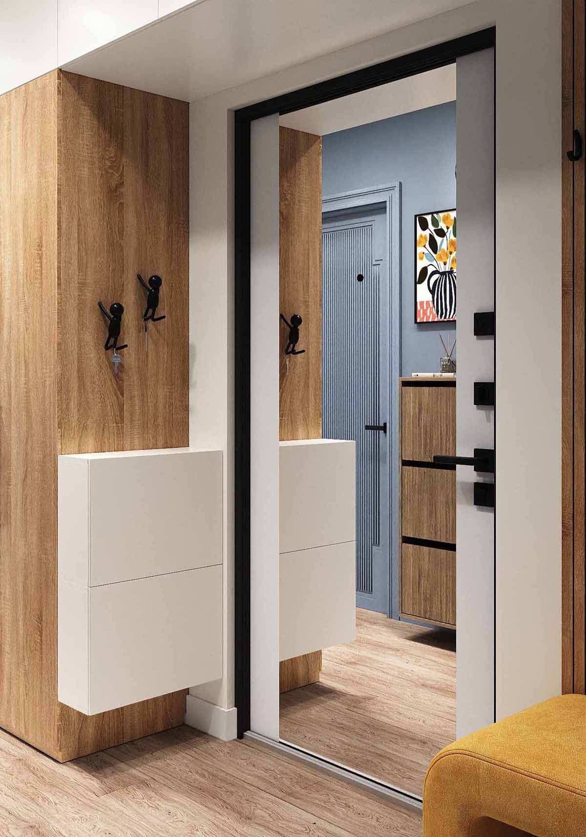 entrée avec placards petit appartement 54m2 pour 4