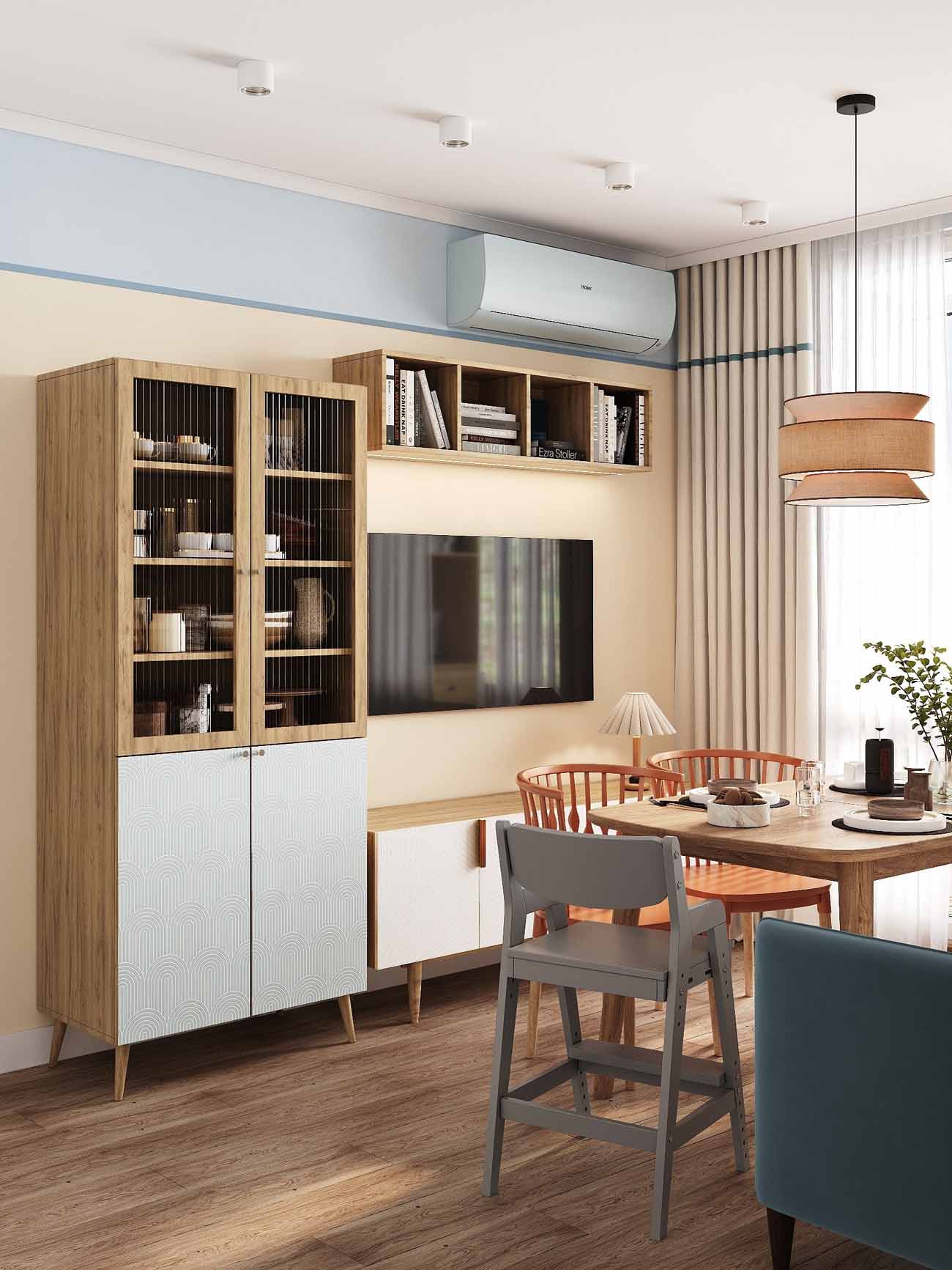 cuisine salon décoration contemporaine petit appartement 54m2 pour 4