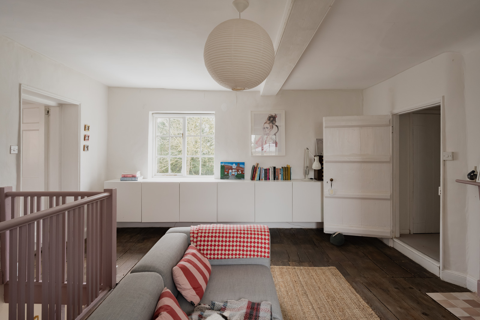 living room with grey sofa renovated 18th-century house in the English countryside living room with grey sofa renovated 18th-century house in the English countryside