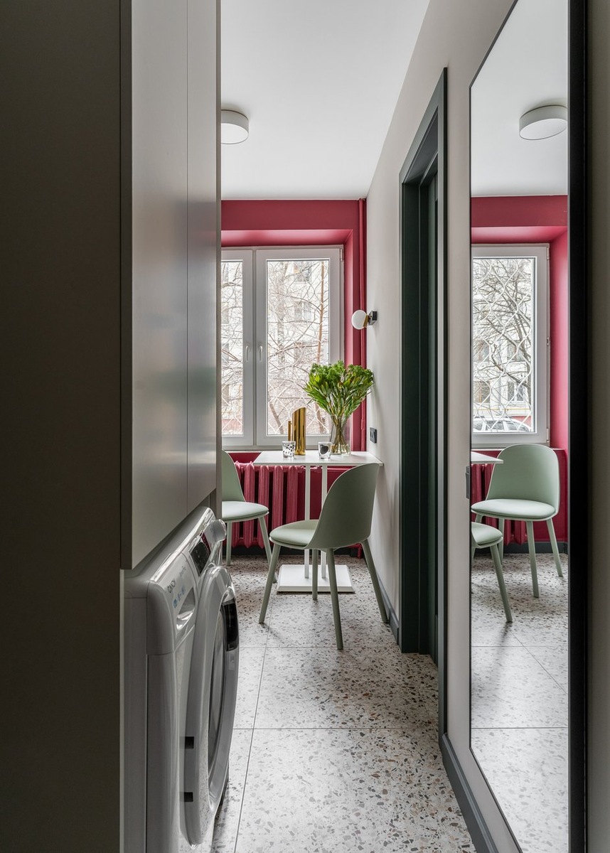 cuisine avec coin repas sol terrazzo studio 19m2 optimisé décoration contemporaine cuisine avec coin repas sol terrazzo studio 19m2 optimisé décoration contemporaine