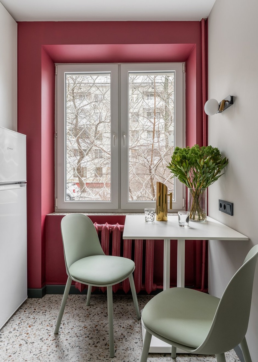 cuisine avec coin repas sol terrazzo studio 19m2 optimisé décoration contemporaine cuisine avec coin repas sol terrazzo studio 19m2 optimisé décoration contemporaine
