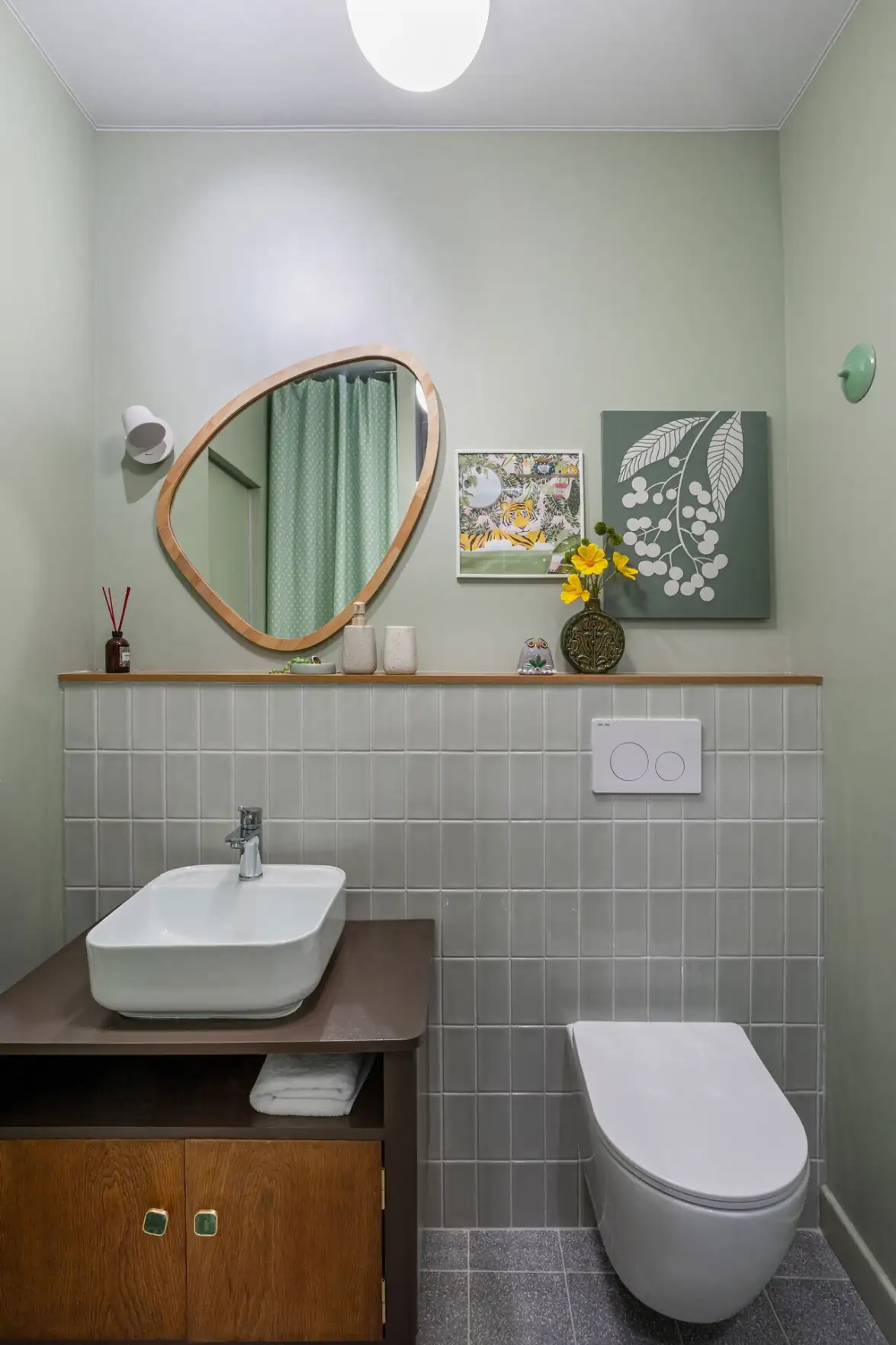 salle de bain grise et verte