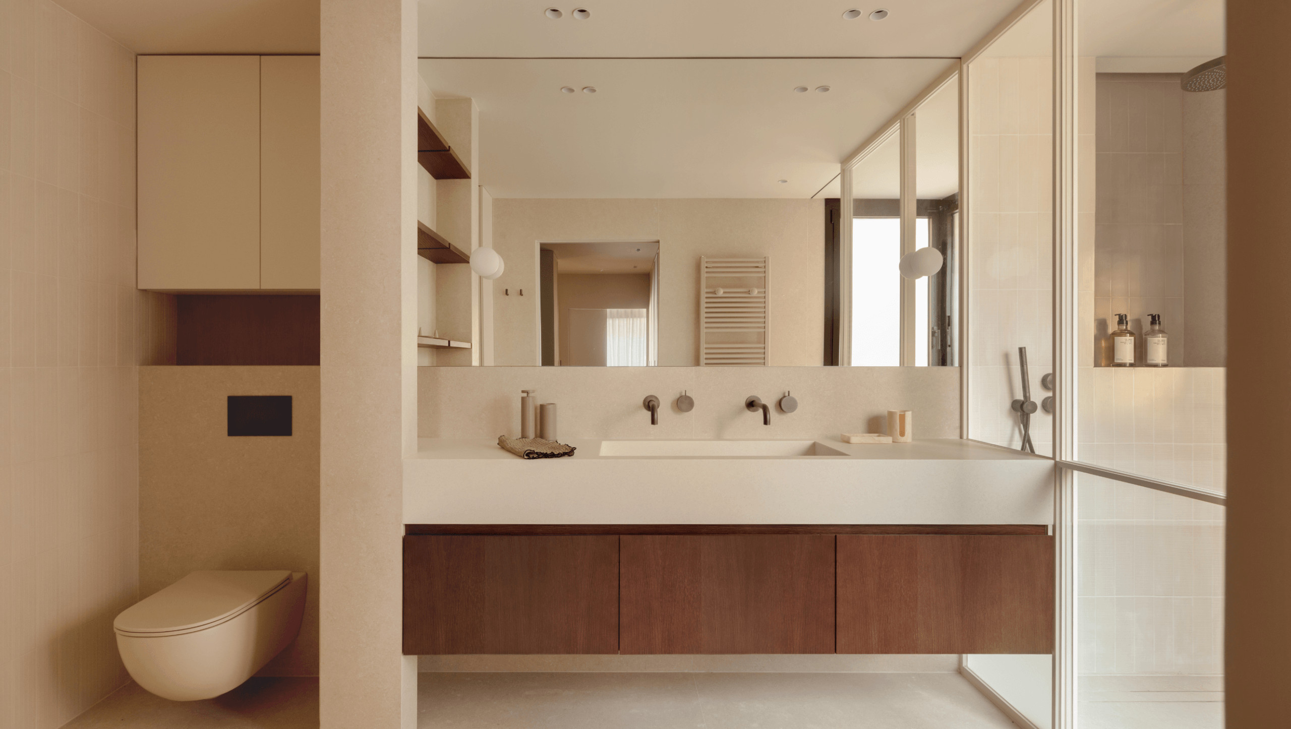 contemporary bathroom beige tones