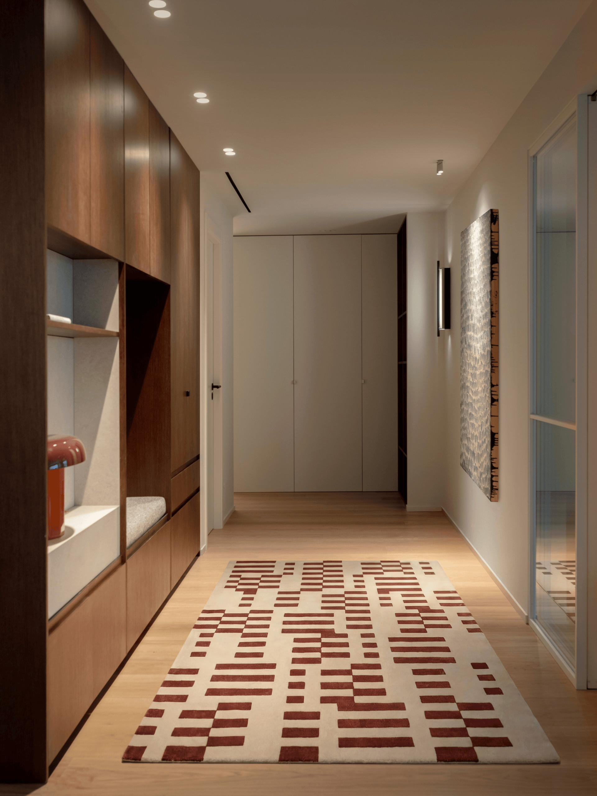 Entrance with rug contemporary decor apartment in Barcelona by The Room Studio