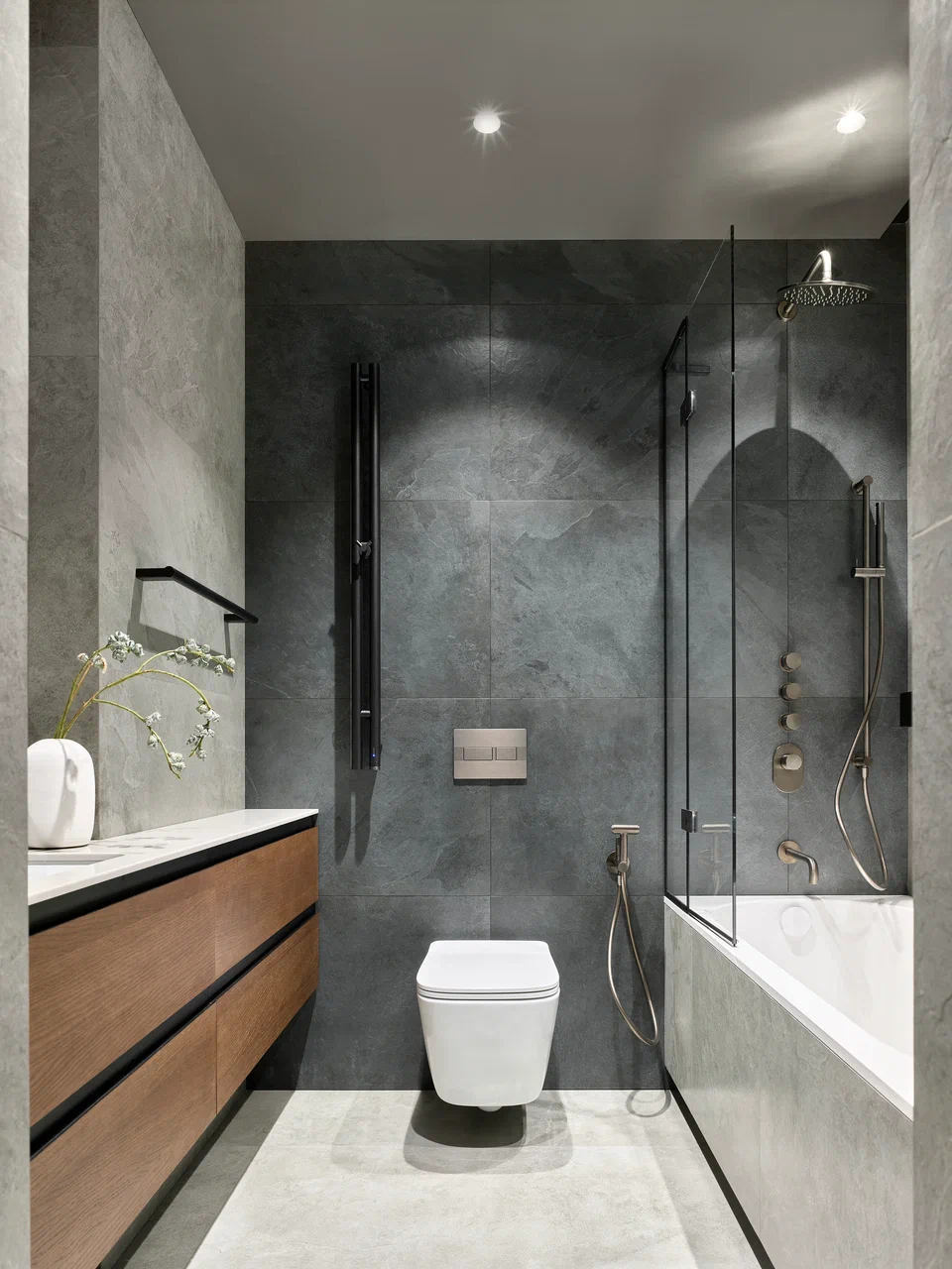 salle de bain grise et bois salle de bain grise et bois