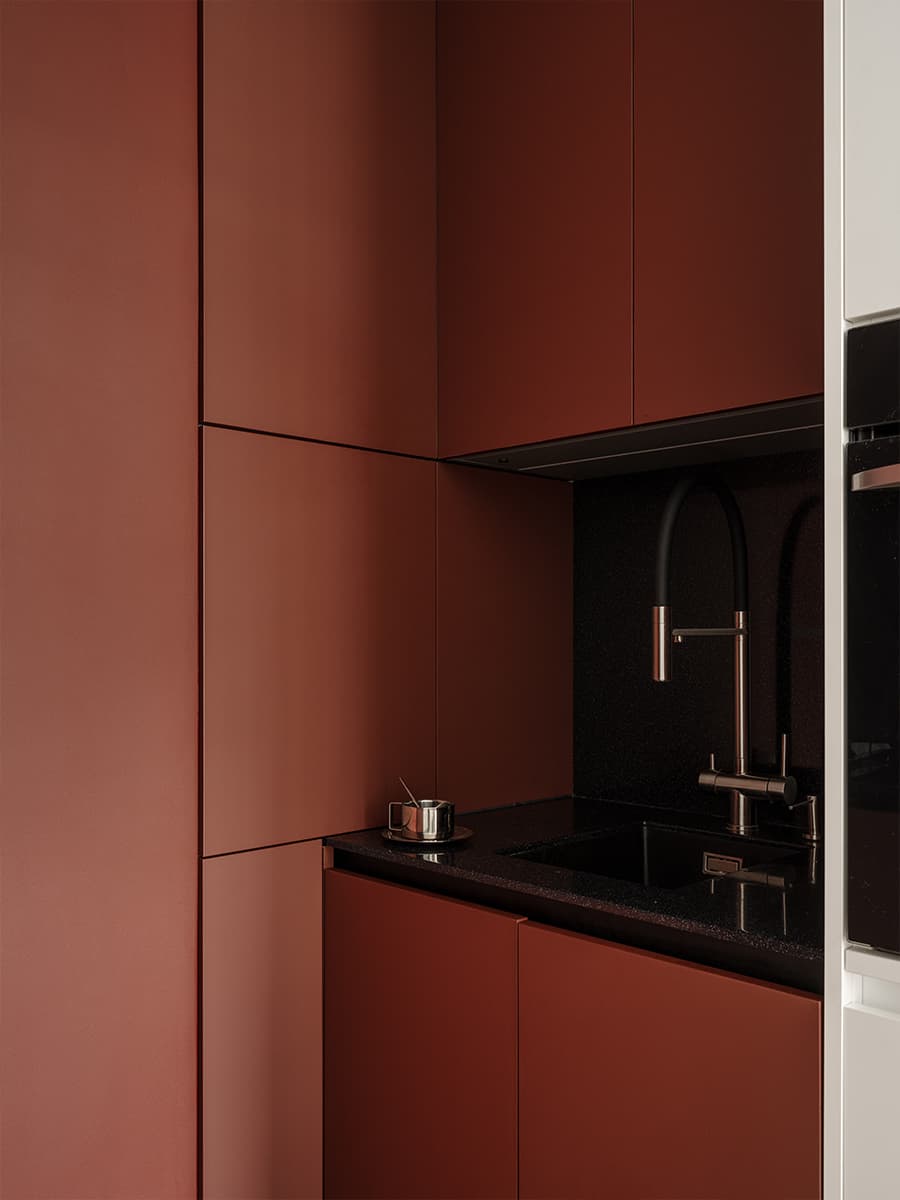 petite cuisine terracotta deux-pièces 35m2 décoration design petite cuisine terracotta deux-pièces 35m2 décoration design
