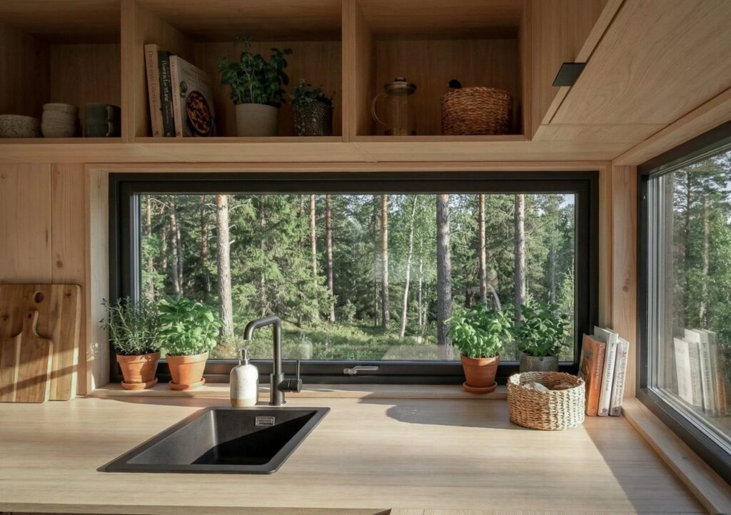 cuisine en bois petite maison mobile Tanglewood Tiny Homes