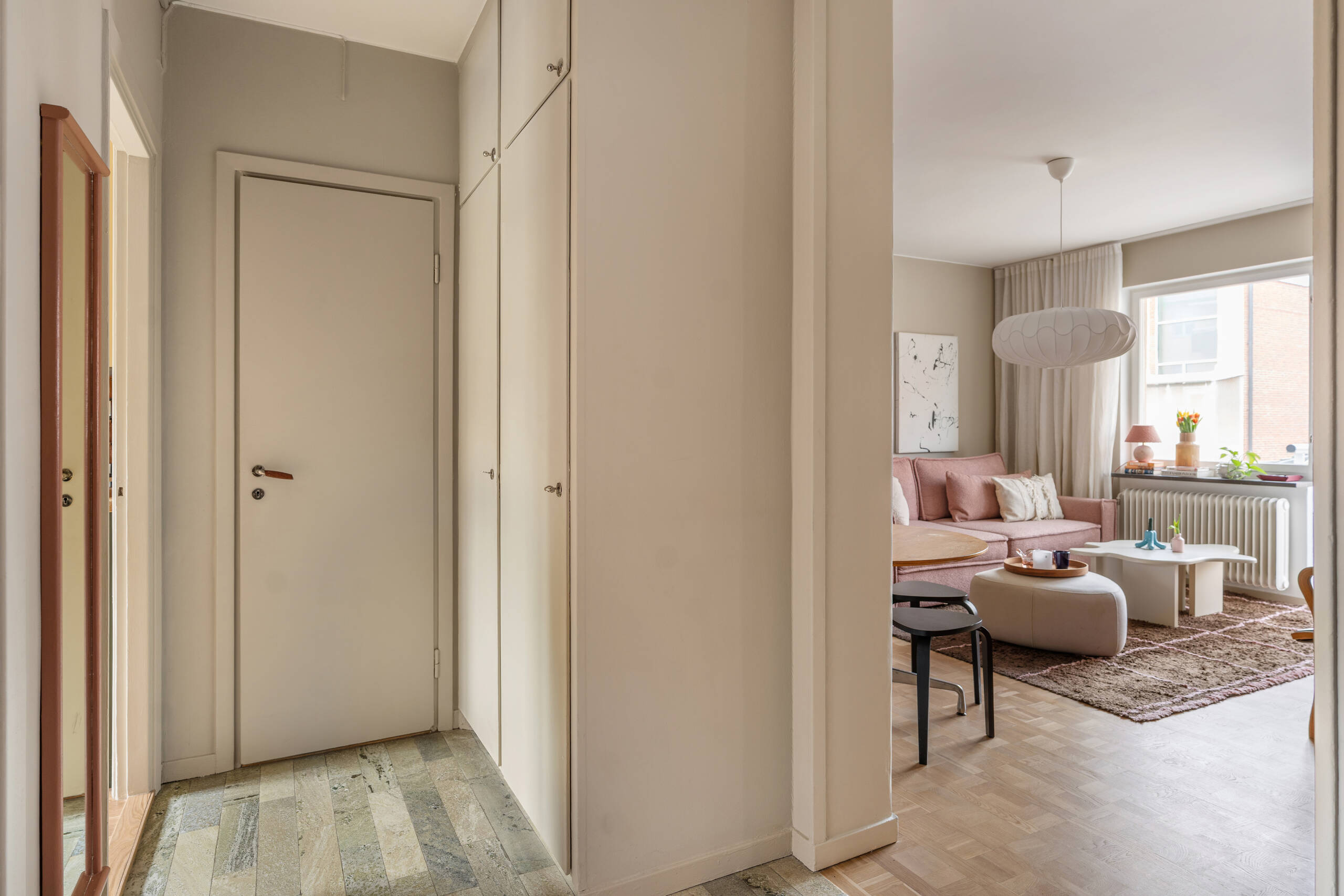 entryway and living room