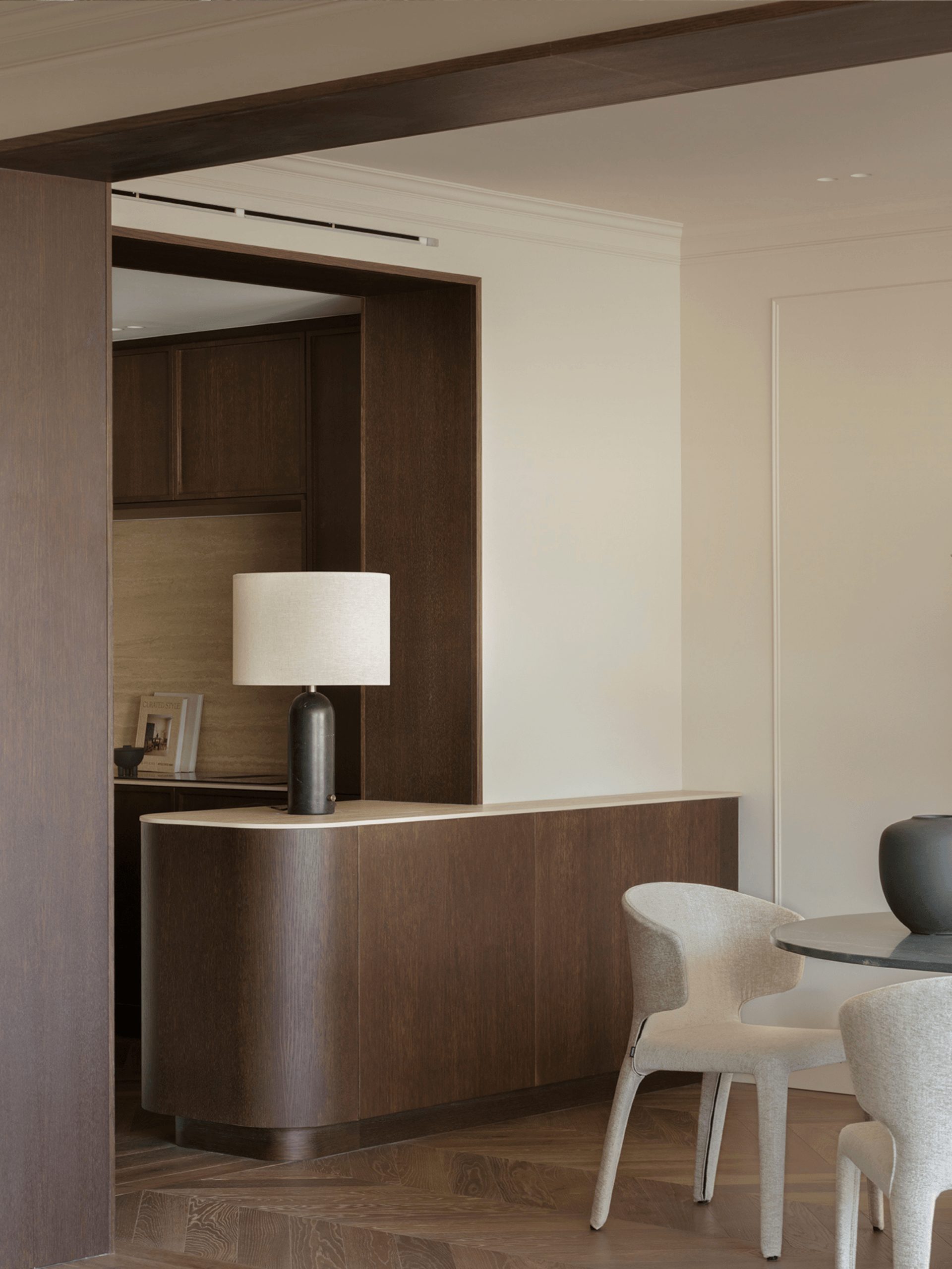 salle à manger et cuisine noyer décoration contemporaine beige