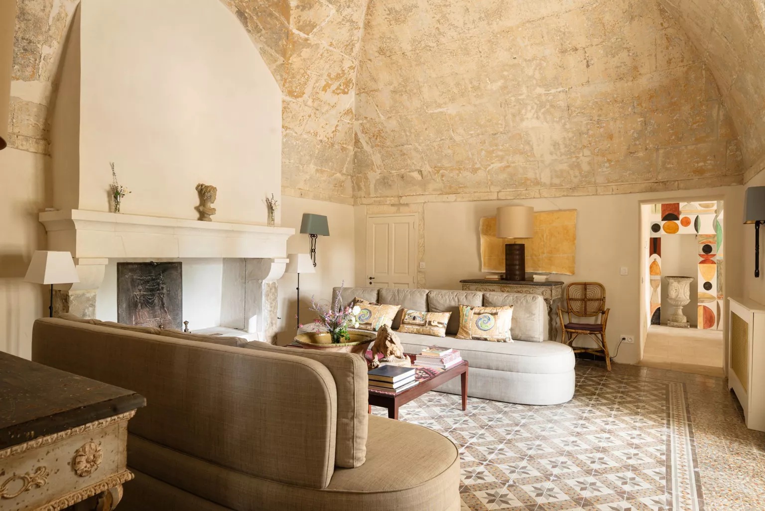 vaulted living room withe period fireplace stone farmhouse in Provence vaulted living room withe period fireplace stone farmhouse in Provence