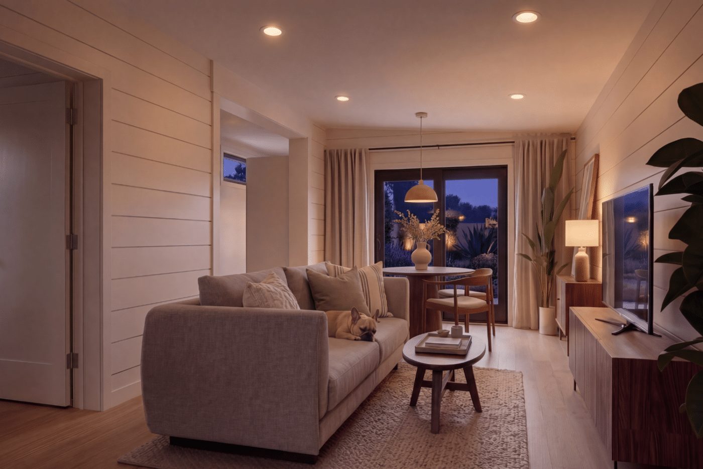 salon petite maison moderne 59m2 The Monterey Zook Cabins