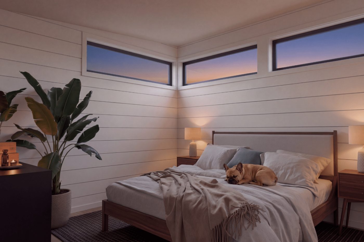 chambre petite maison moderne 59m2 The Monterey Zook Cabins