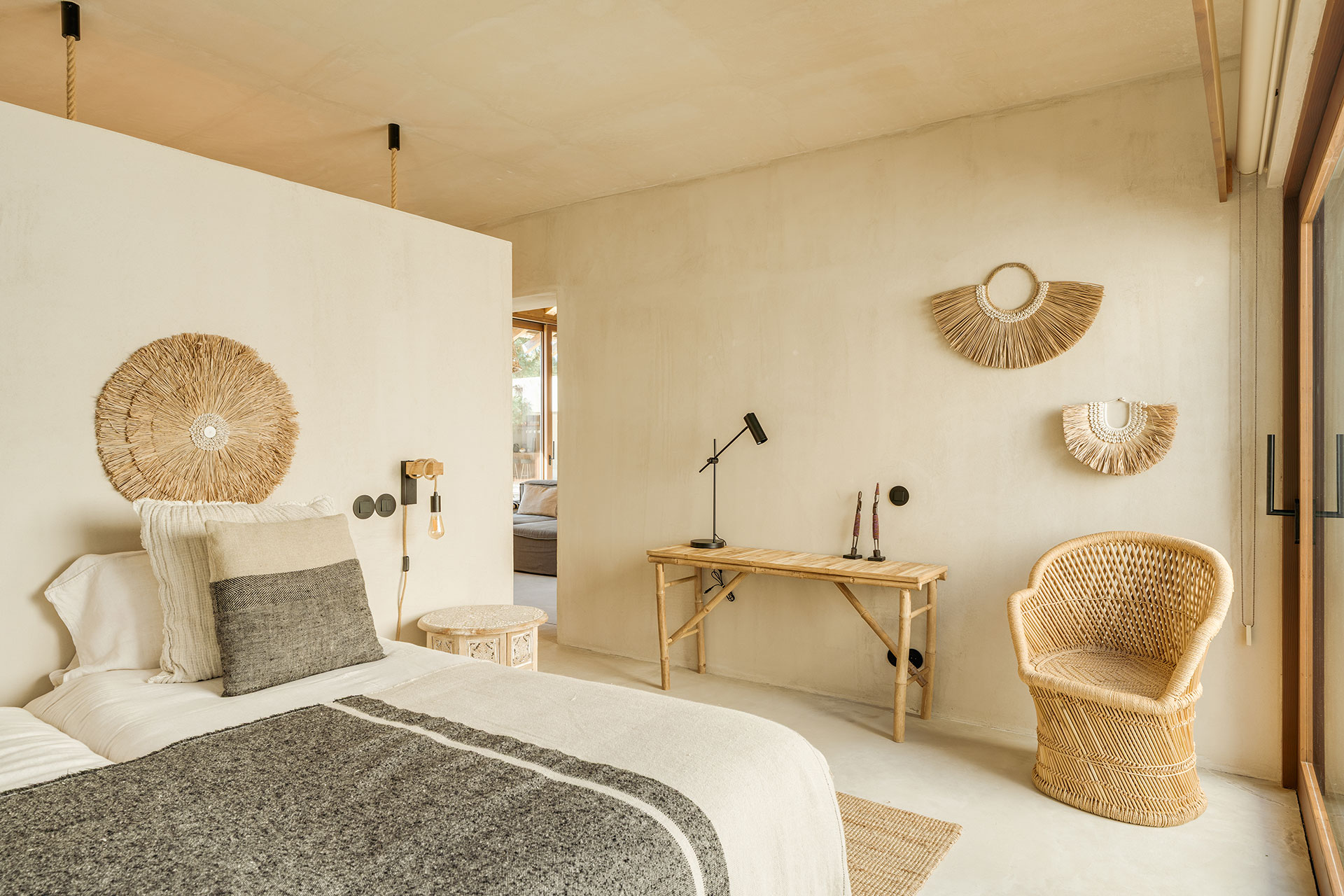 bedroom natural style decor house in Comporta Villa Sandstone