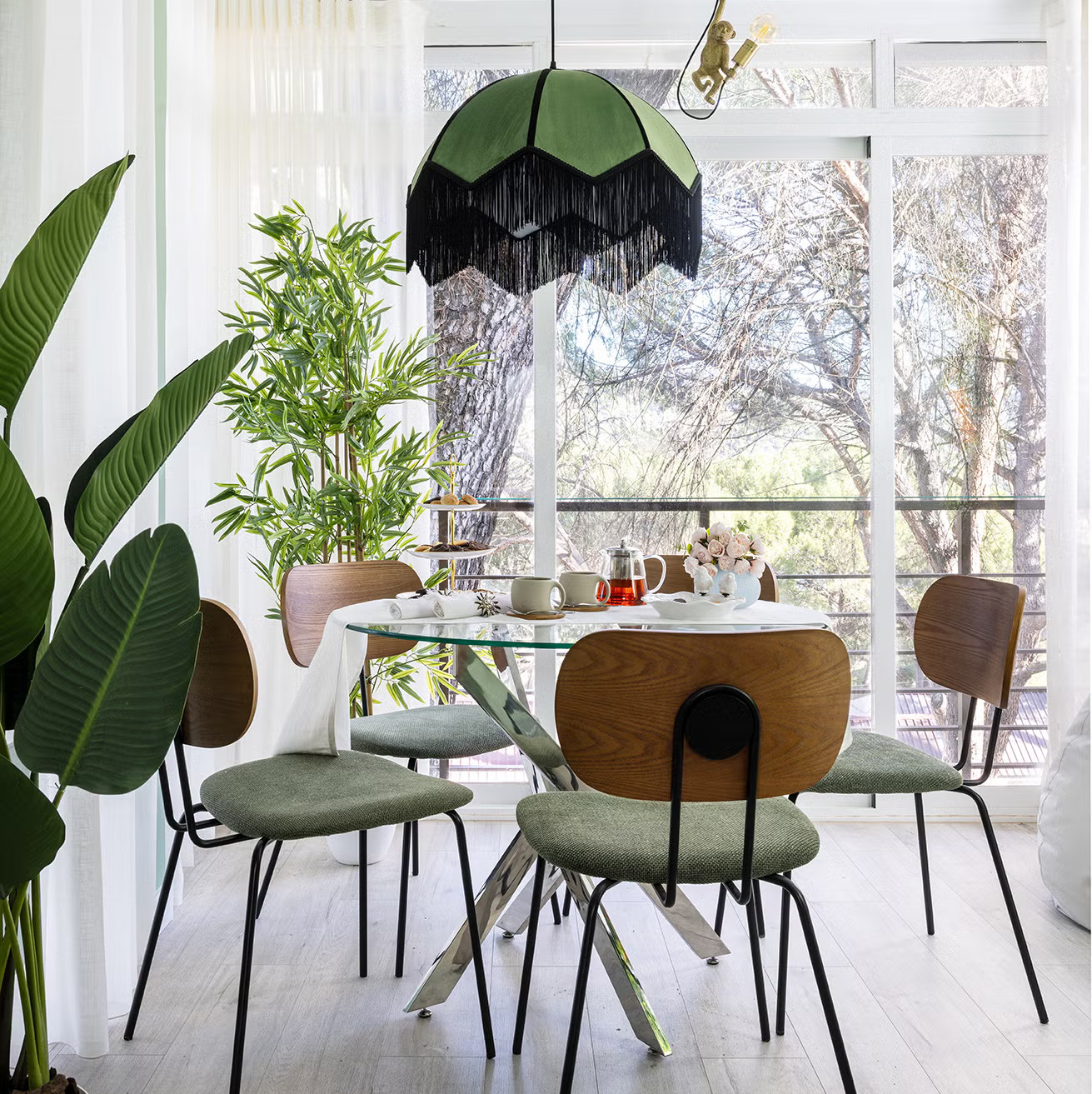 dining room green decor 58sqm apartment