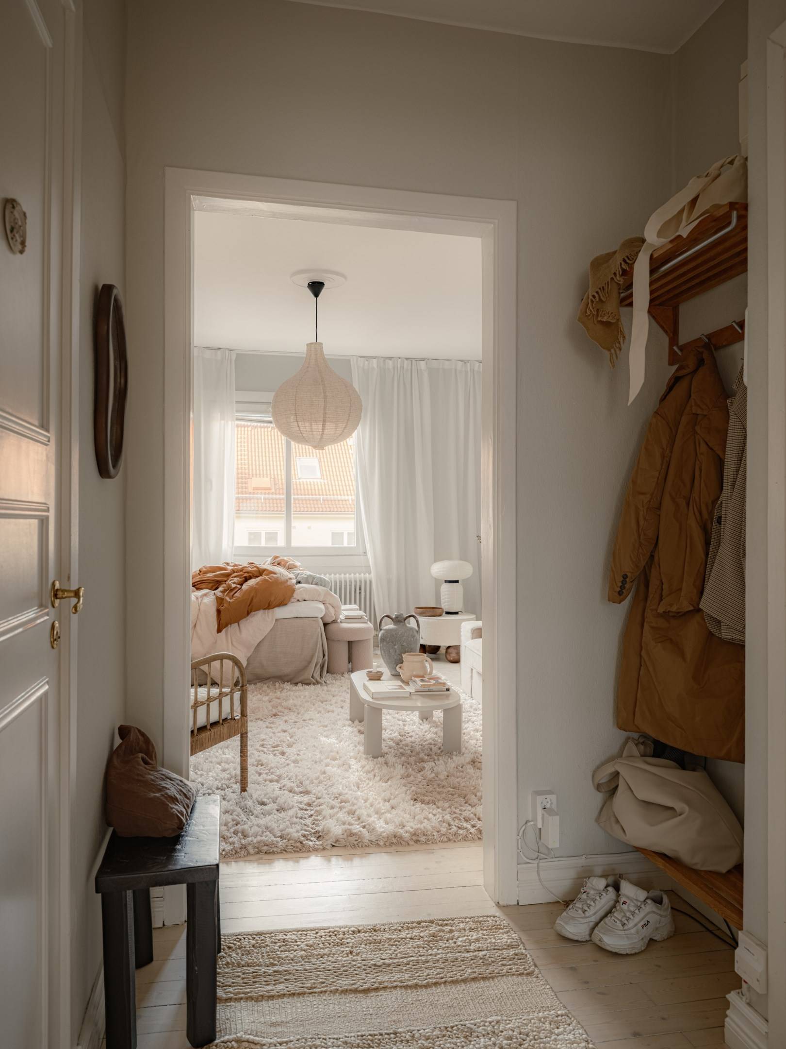 entryway 34sqm studio scandinavian decor neutral tones