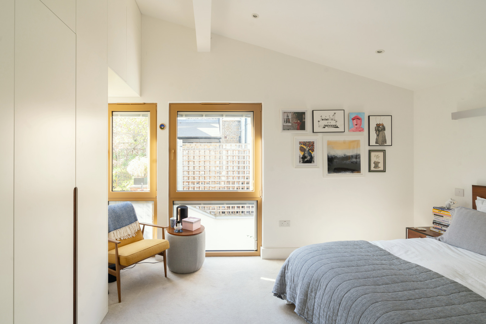bedroom contemporary decor double height 52sqm apartment small loft London