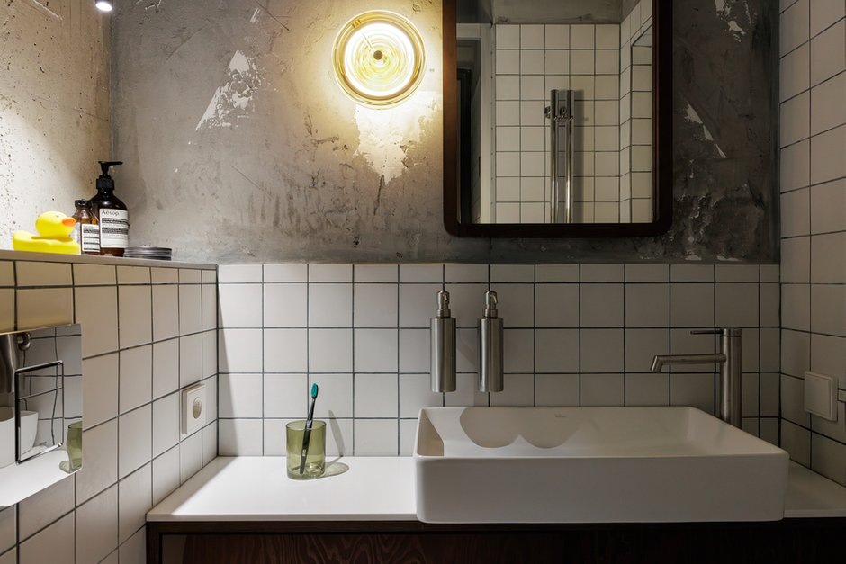 salle de bain style industriel couleur noyer studio 22m2
