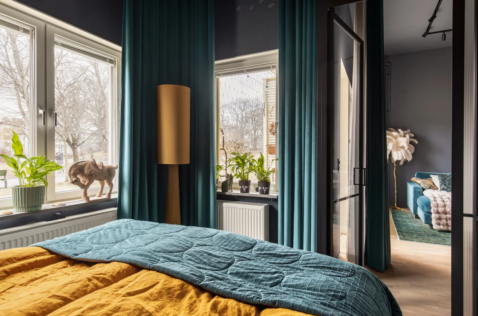 chambre avec verrière verre cannelé décoration contemporaine et originale appartement 54m2