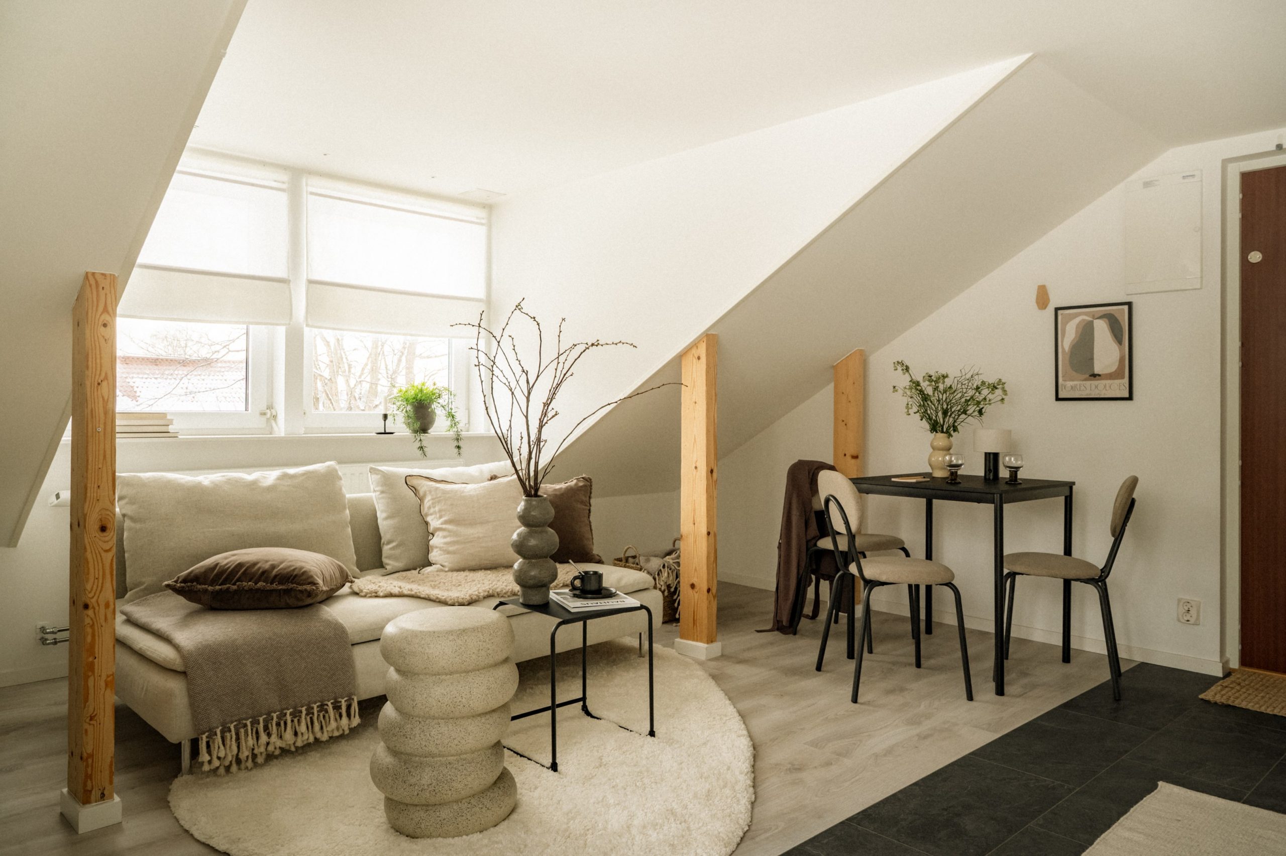 living room scandinavian decor 34sqm apartement under the attic