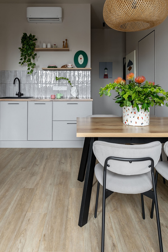 open kitchen and dining room 37sqm student apartment contemporary decor