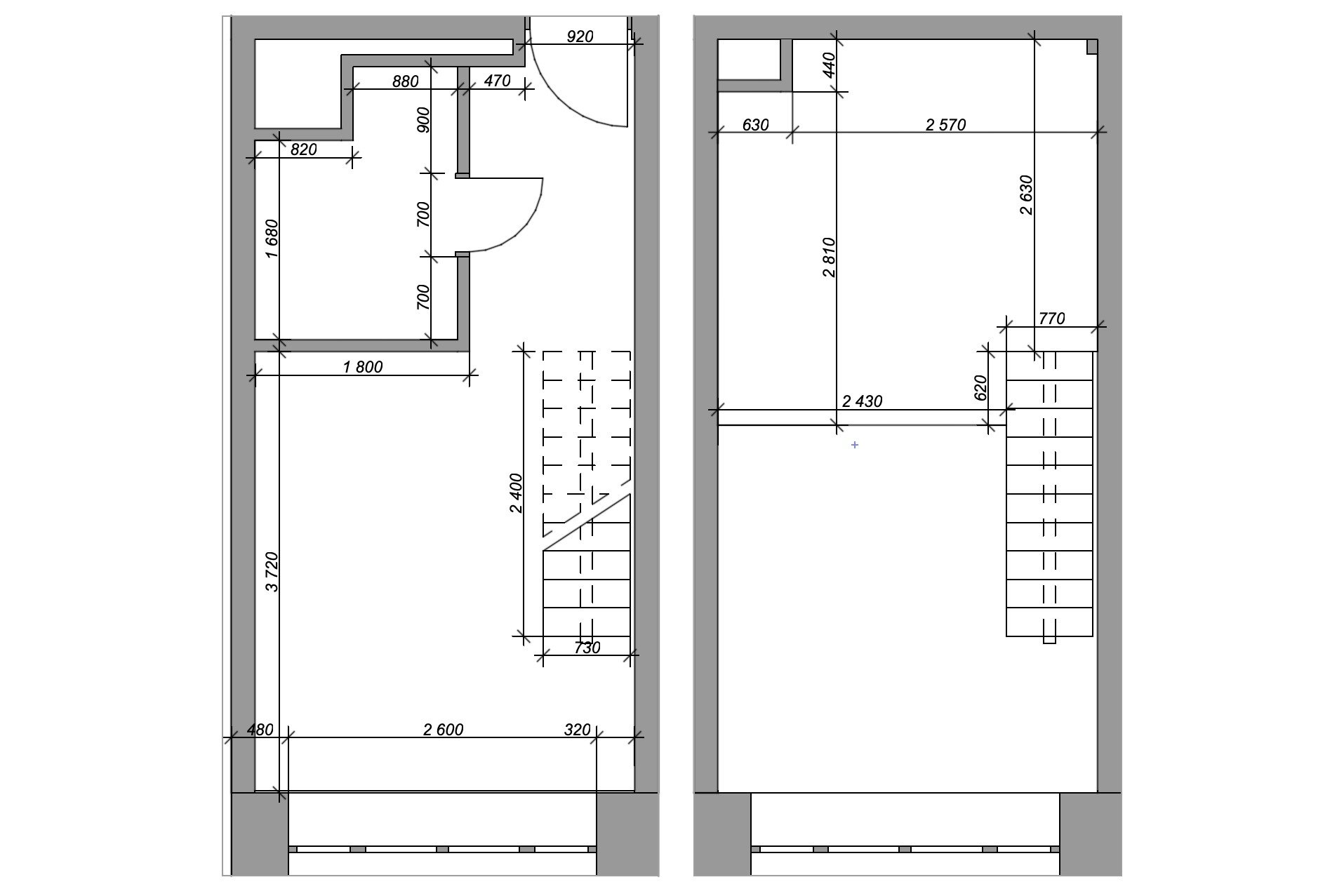 plan 2D studio 20m2