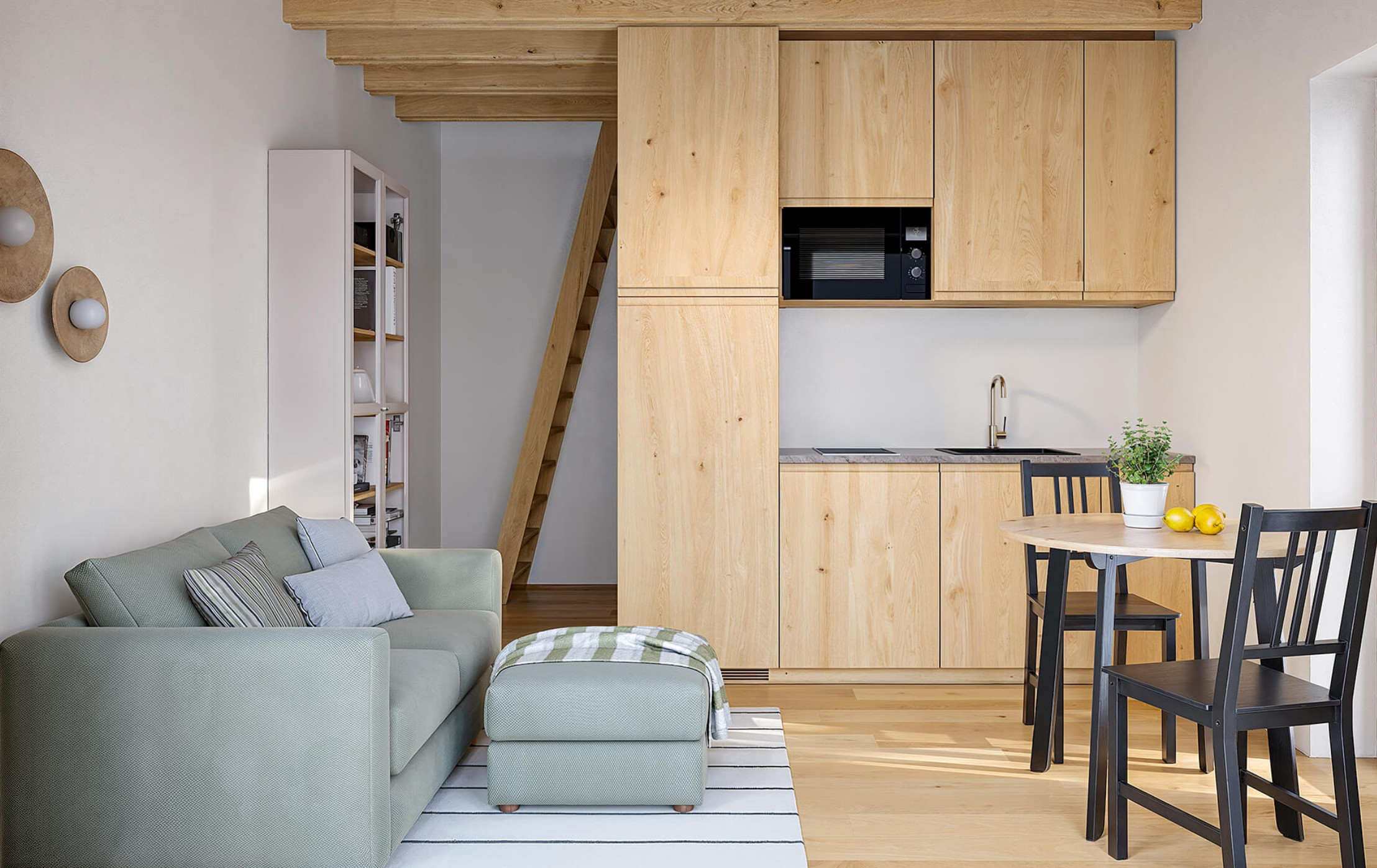 salon et cuisine ouverte modèle Perpignan Chalet Pro livrable en France