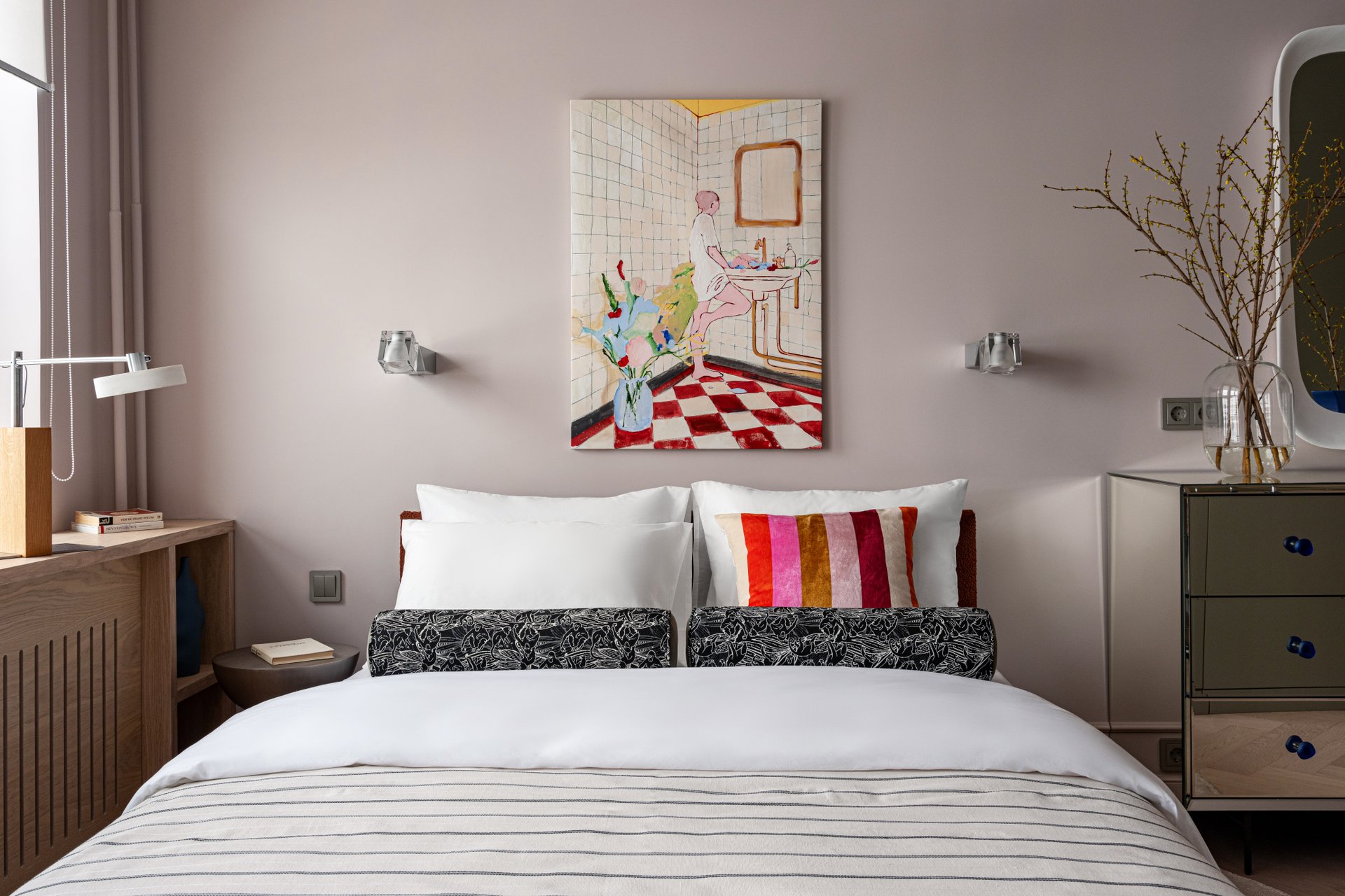 chambre mur rose