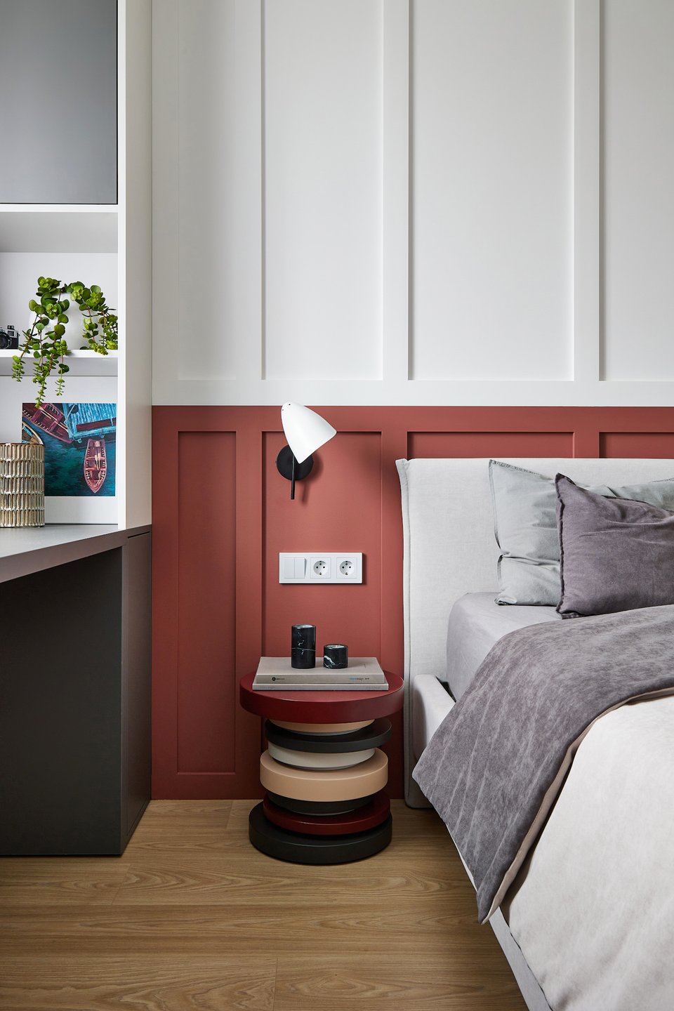 chambre terracotta et blanche décoration contemporaine appartement de 42m2 chambre terracotta et blanche décoration contemporaine appartement de 42m2
