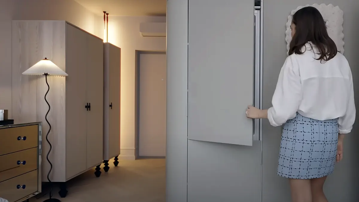 studio 21m2 avec cuisine cachée derrière portes